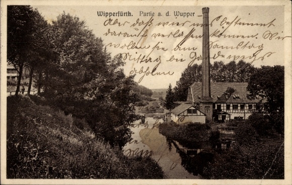 Ak Wipperfürth Oberbergischer Kreis, Wupper, gebouw, schoorsteen