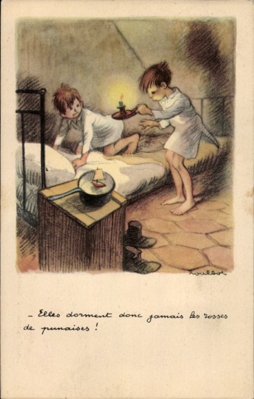 Artist Postcard Poulbot, Francisque, They therefore never sleep, Bedbugs