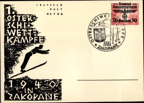 Künstler Ak Zakopane Polen, 1. Osterskiwettkämpfe 1940