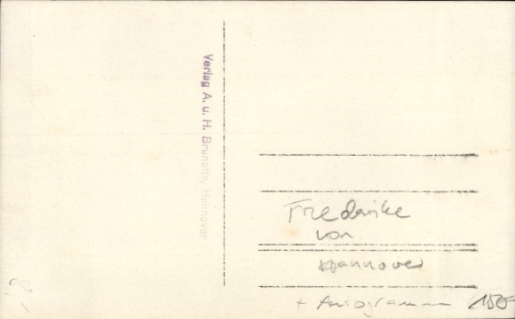 Postcard Princess Friederike of Hanover, portrait, autograph