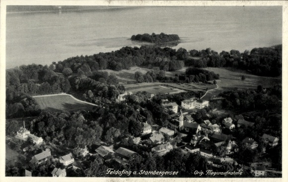 Postcard Feldafing am Starnberger See Upper Bavaria, Feldafing am Starnbergersee, aerial photography, nature, Geb