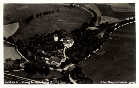 Postcard Moosburg an der Isar Upper Bavaria, aerial photograph, Bruckberg Castle