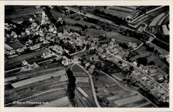 Ak Erlau Schleusingen in Thüringen, Blick auf den Ort, Fliegeraufnahme