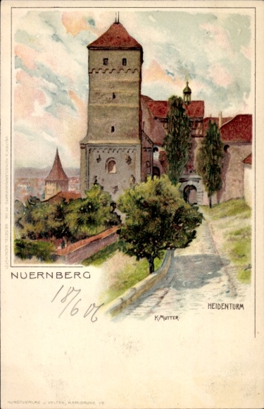 Artist Postcard Mutter, K., Nuremberg in Middle Franconia, Heidenturm