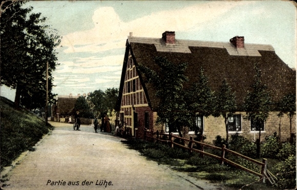 Postcard Lühe Jork in the Altes Land, partial view, half-timbered house