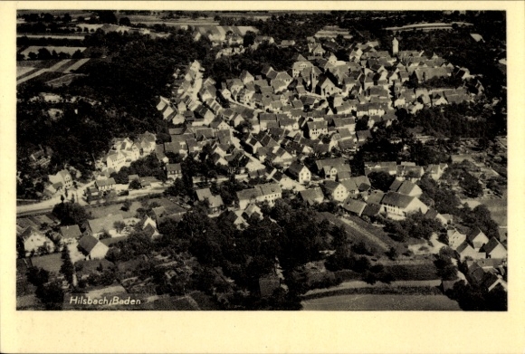 Postcard Hilsbach Sinsheim in Baden, aerial photograph