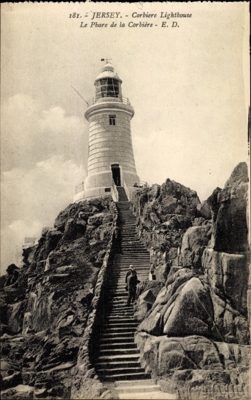 Postcard Channel Island Jersey, Phare de la Corbiere, Corbiere Lighthouse