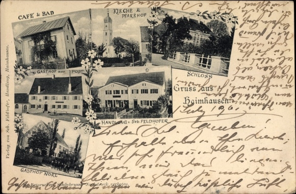 Ak Haimhausen Oberbayern, Cafe, Bad, Gasthof z. Post, Gasthof Nörl, Handlung Seb. Feldhofer, Schloss