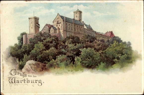 Perl Chromo-Litho Lutherstadt Eisenach in Thuringia, Wartburg