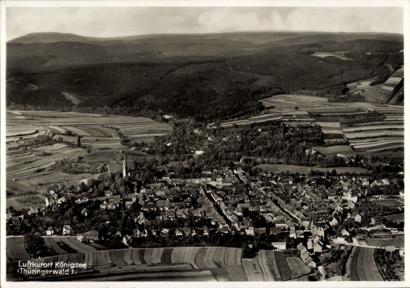 Postcard Königsee in Thuringia, aerial photograph