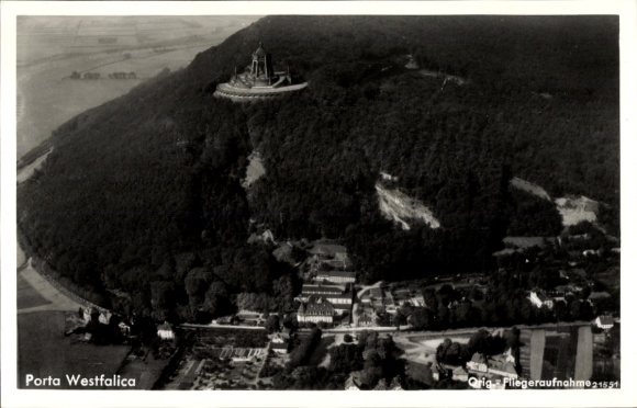 Ak Porta Westfalica aan de Weser, luchtfoto