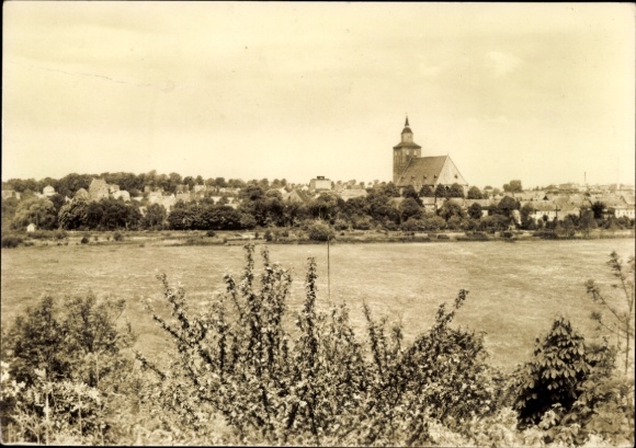 Ak Altentreptow in Mecklenburg-Vorpommern, stedelijk landschap, kerk, rivier, bomen, oud a...