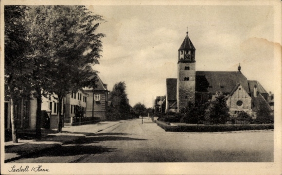PC Sarstedt in Lower Saxony, church, street scene