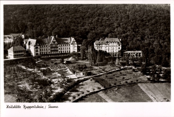 Postcard Ruppertshain Kelkheim im Taunus, aerial photograph, sanatorium