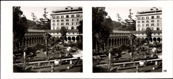 Stereo Photo Hitler Mussolini, The Fuhrer&#39;s State Visit to Italy, No. 12 Thermae Museum Rome