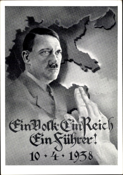 Artist Postcard One People, One Reich, One Leader, 10.04.1938, Vote Greater Germany, Adolf Hitler