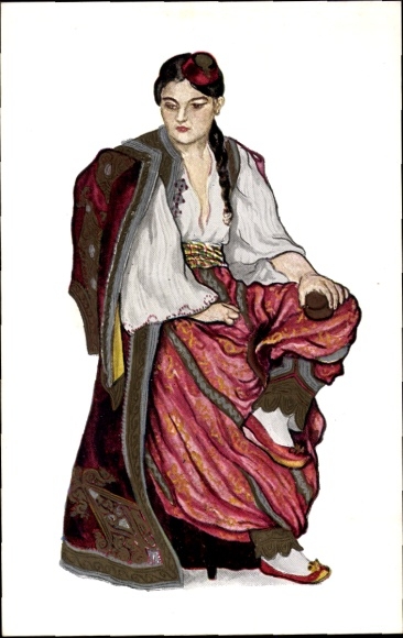 Postcard Sarajevo Bosnia Herzegovina, folk costume