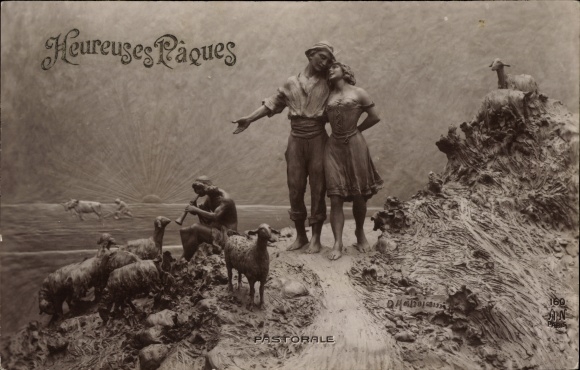 Artist PC Mastroianni, Domenico, Congratulations Easter, The Shepherd Game, Lovers, Breasts, Shepherds