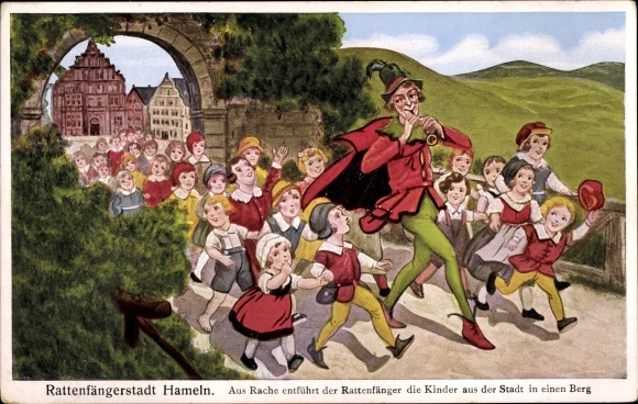 Ak Hamelin aan de Weser Nedersaksen, Pied Piper ontvoerde de kinderen uit de stad