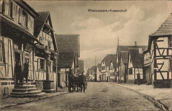 KP Ausserdorf Rheinzabern in der Pfalz, odcinek ulicy, domy, rymarz Gustav Bisson