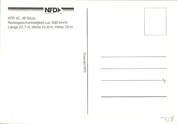 Postcard passenger aircraft ATR 42, NFD