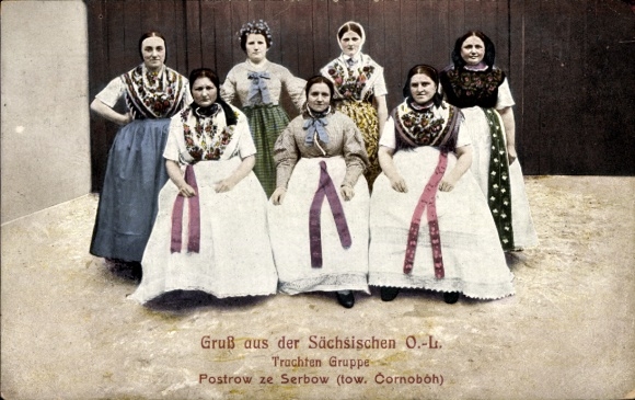 Ak Sächsische Oberlausitz, Frauen in wendischer Tracht, Czorneboh
