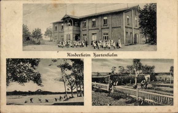 Postcard Hartenholm in Holstein, children's home, garden