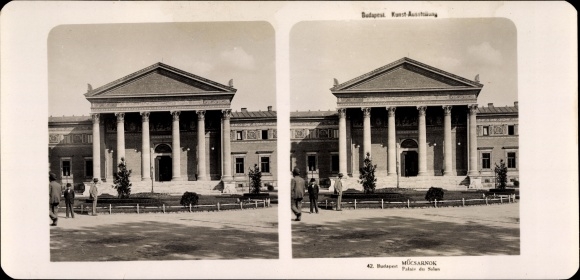 Stereo photo Budapest Hungary, 1906, art exhibition