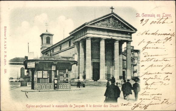 Ak Saint Germain en Laye Yvelines, Eglise renfermant le mausolee de Jacques II le dernier des Stuart