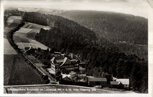 Ak Unterlengenhardt Bad Liebenzell im Schwarzwald, Fliegeraufnahme, Erholungsheim Burghalde