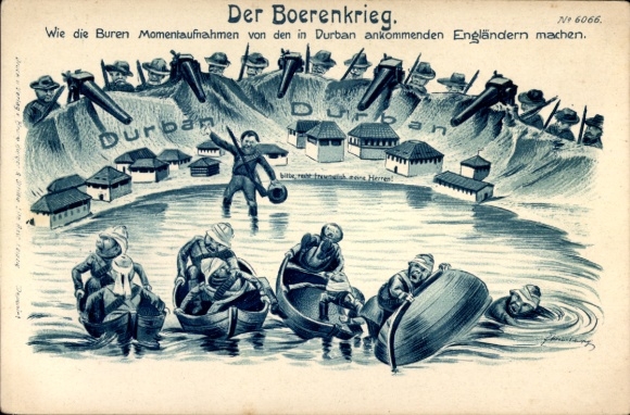 Artist Chromo-Litho The Boer War, Englishmen arriving in Durban, Boer War, Bruno Bürger 6066
