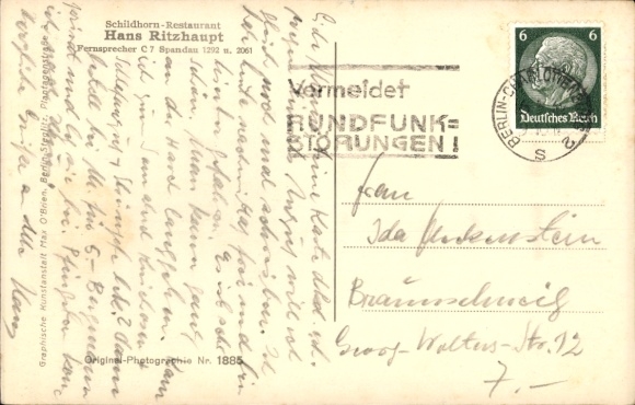 Postcard Berlin Wilmersdorf Grunewald Schildhorn, Schildhorn Restaurant