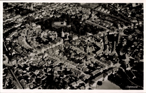 Postcard Detmold am Teutoburger Wald, aerial photograph