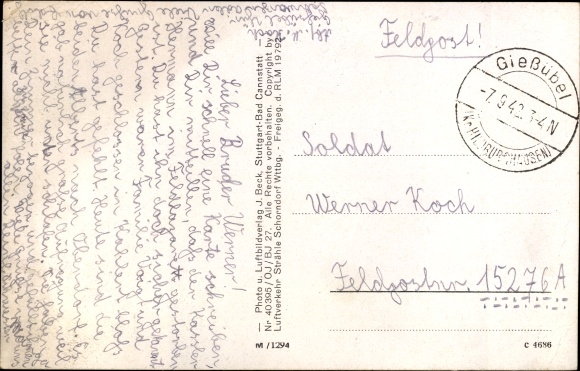 Postcard Gießübel in Thuringia, aerial view