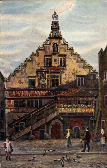 Artist PC Marschall, V., Lindau Lake Constance, view of the town hall