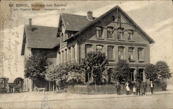Postcard Groß Berkel Aerzen in the Weserbergland, inn to the train station