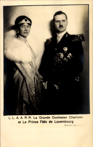 Postcard Grand Duchess Charlotte of Luxembourg, Felix of Bourbon-Parma