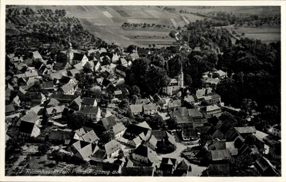 Postcard Rüdenhausen in Lower Franconia, aerial photograph