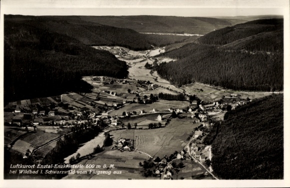 Postcard Enzklösterle in the Black Forest, Enz Valley, aerial photograph, Kurhaus Hetschelhof