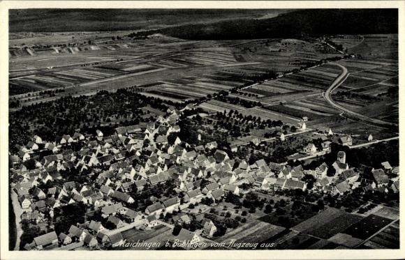 Ak Maichingen Sindelfingen in Württemberg, Luftaufnahme von Maichingen und Babhigen, ländliche Um