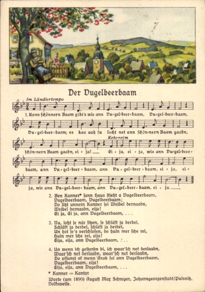 Song Postcard Vogel, Wilhelm, The Vugelbeerbaam, Can there be a beautiful tree, landscape idyll