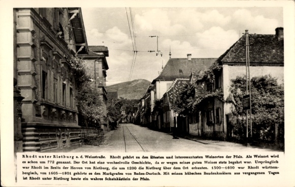 Ak Rhodt unter Rietburg in der Pfalz, Strassenansicht