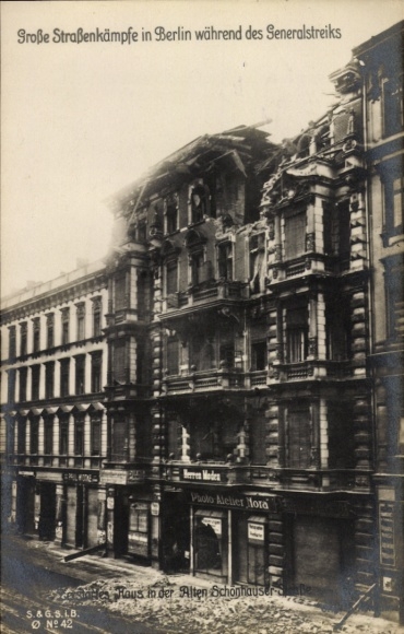Ak Berlin, Generalstreik 1919, Straßenkämpfe, Zerstörtes Haus Alte Schönhauser Straße