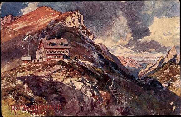 Artist PC Compton, Edward Harrison, uitzicht op het Rotwandhaus, WH Mendler