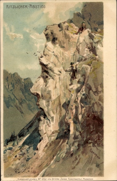 Artist Chromo-Litho Compton, Edward Theodore, Ticklish Descent, Mountaineer
