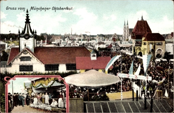 Postcard Munich, Oktoberfest, Panorama
