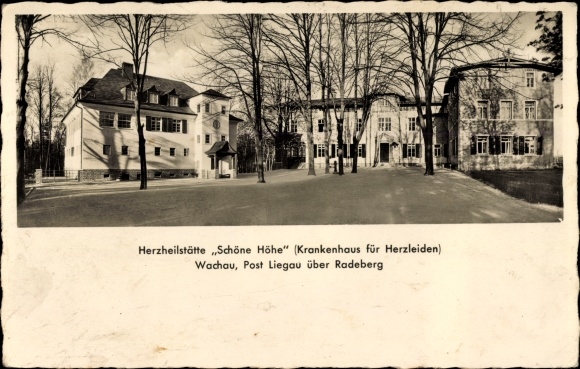 Postcard Wachau in Saxony, heart sanatorium Schönehöhe, hospital for heart disease