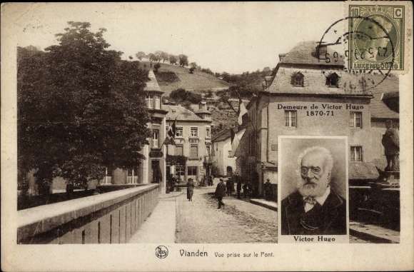 Postcard Vianden Luxemburg, Vue prise sur le Pont, Victor Hugo