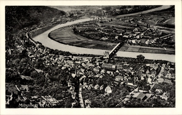 Postcard Miltenberg am Main Lower Franconia, aerial photograph