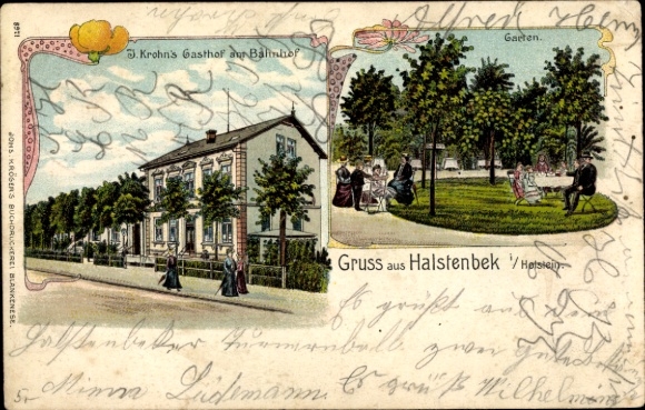 litho Halstenbek in Holstein, herberg bij het treinstation